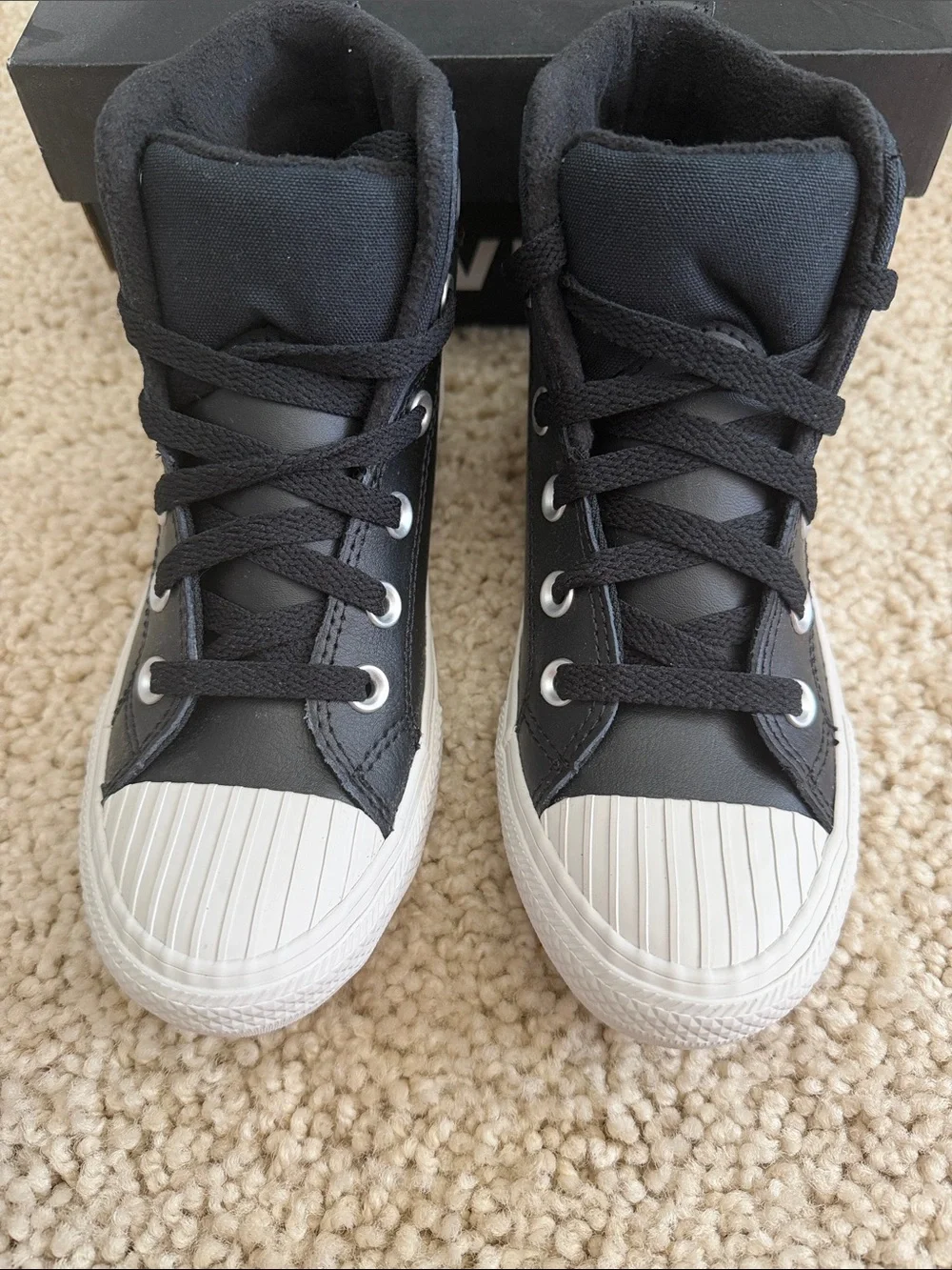 Converse Kids' Black High-Top leather sneakers